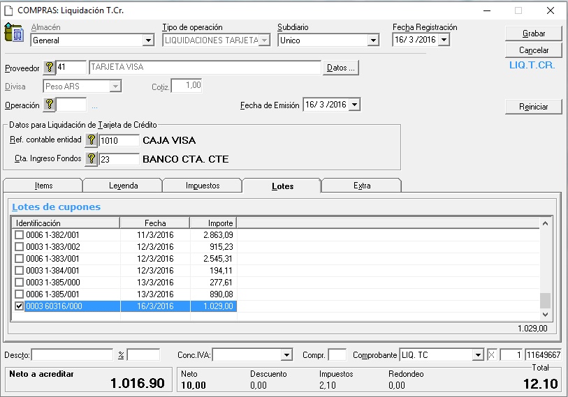 Liquidaciones_Tarjeta_Credito_Proveedor_Lote
